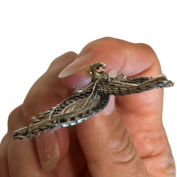 Vintage Spun Silver wire wrapped leaf brooch - Picture 4 of 7